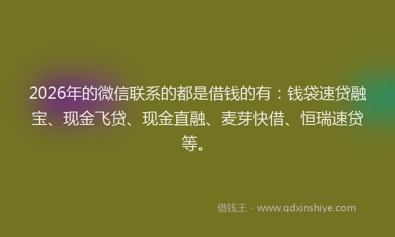 2026年的微信联系的都是借钱的有:钱袋速贷融宝、现金飞贷、现金直融、麦芽快借、恒瑞速贷等。