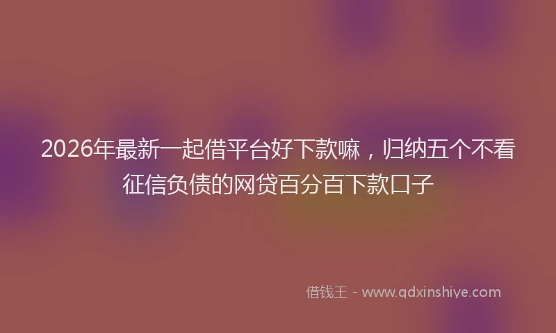 2026年最新一起借平台好下款嘛,归纳五个不看征信负债的网贷百分百下款口子