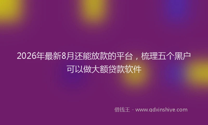 2026年最新8月还能放款的平台，梳理五个黑户可以做大额贷款软件