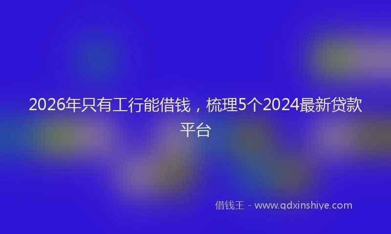 2026年只有工行能借钱，梳理5个2024最新贷款平台
