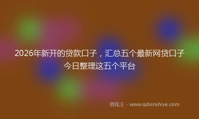2026年新开的贷款口子,汇总五个最新网贷口子今日整理这五个平台