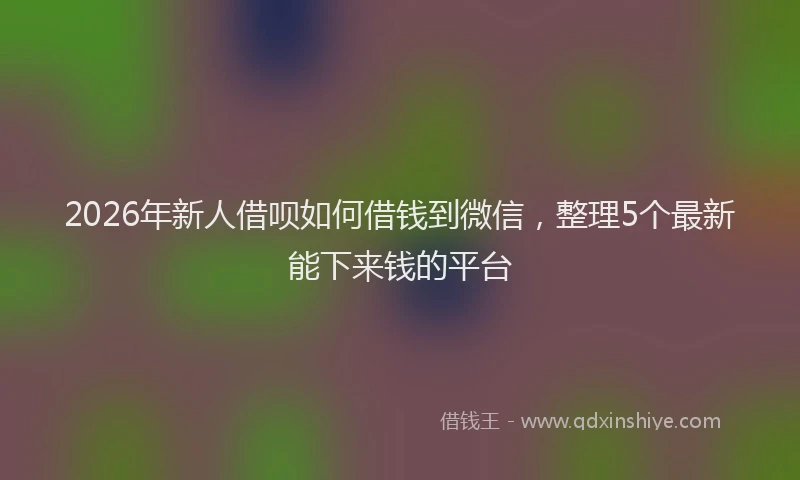 2026年新人借呗如何借钱到微信，整理5个最新能下来钱的平台
