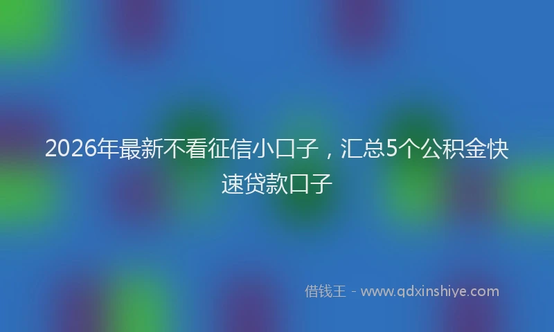 2026年最新不看征信小口子,汇总5个公积金快速贷款口子