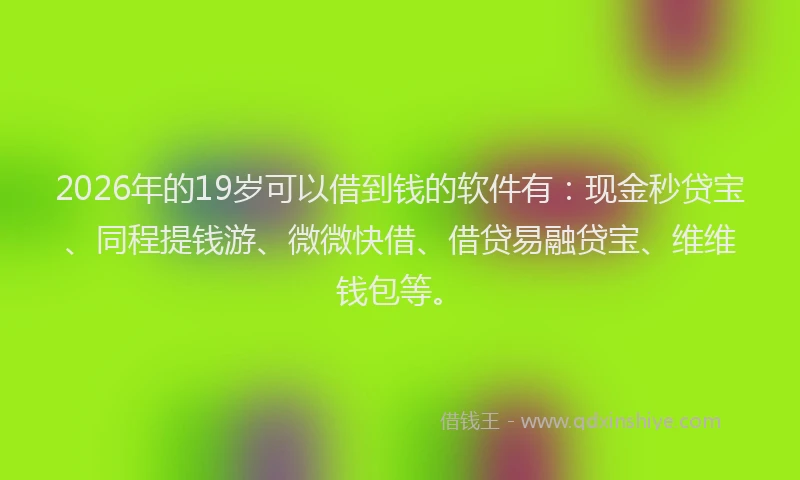 2026年的19岁可以借到钱的软件有:现金秒贷宝、同程提钱游、微微快借、借贷易融贷宝、维维钱包等。