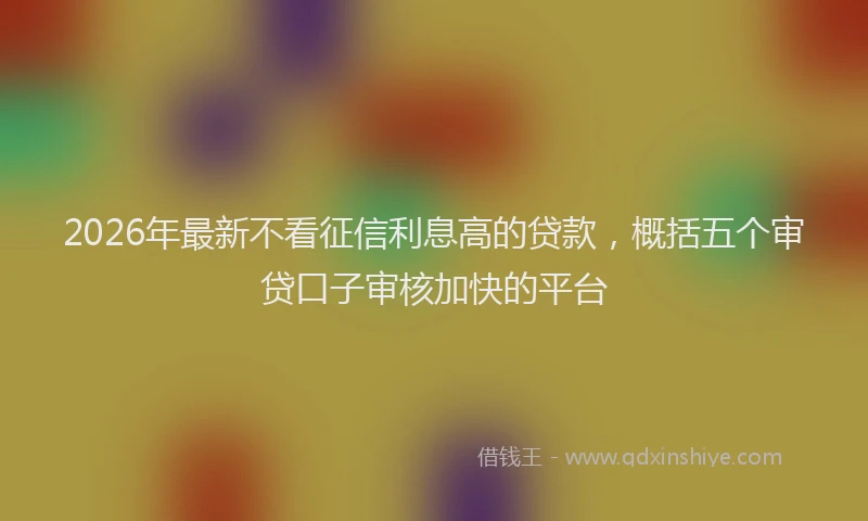2026年最新不看征信利息高的贷款,概括五个审贷口子审核加快的平台