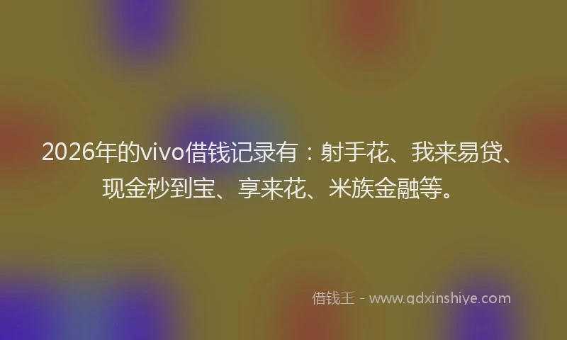 2026年的vivo借钱记录有：射手花、我来易贷、现金秒到宝、享来花、米族金融等。