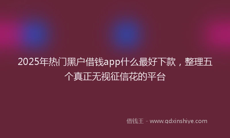 2025年热门黑户借钱app什么最好下款,整理五个真正无视征信花的平台
