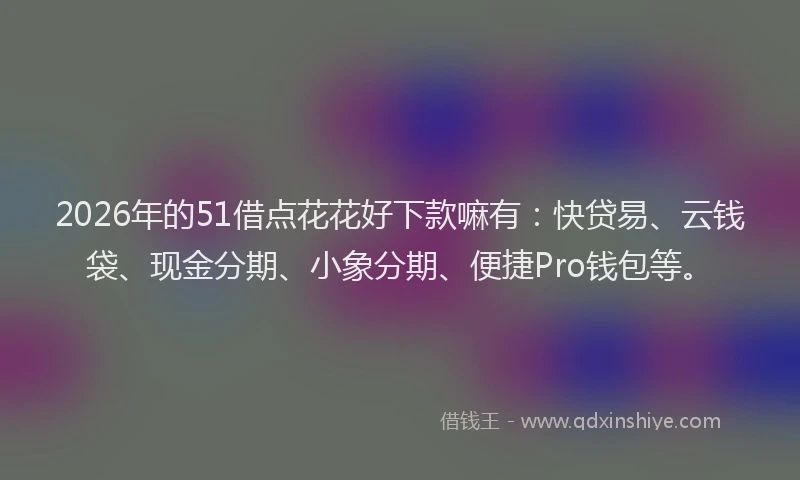 2026年的51借点花花好下款嘛有：快贷易、云钱袋、现金分期、小象分期、便捷Pro钱包等。
