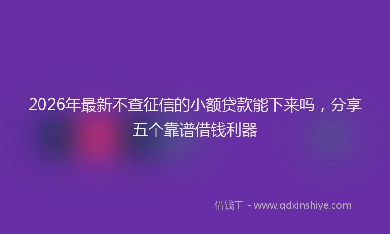 2026年最新不查征信的小额贷款能下来吗,分享五个靠谱借钱利器