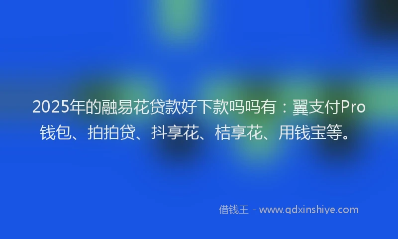 2025年的融易花贷款好下款吗吗有：翼支付Pro钱包、拍拍贷、抖享花、桔享花、用钱宝等。