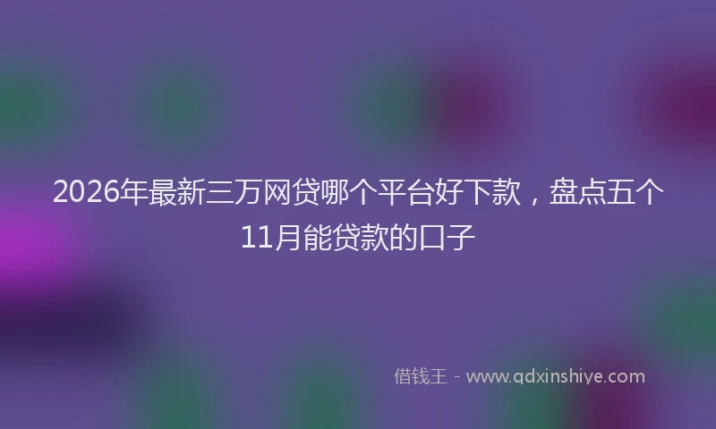 2026年最新三万网贷哪个平台好下款，盘点五个11月能贷款的口子
