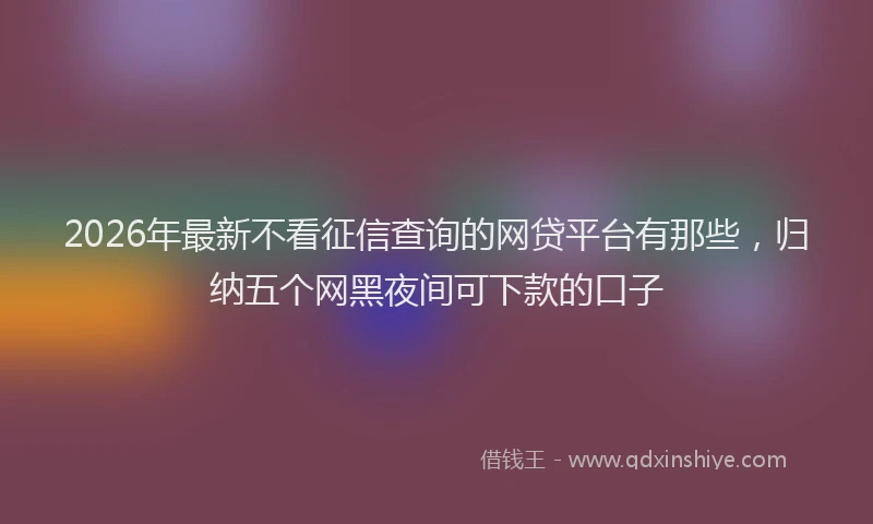 2026年最新不看征信查询的网贷平台有那些,归纳五个网黑夜间可下款的口子