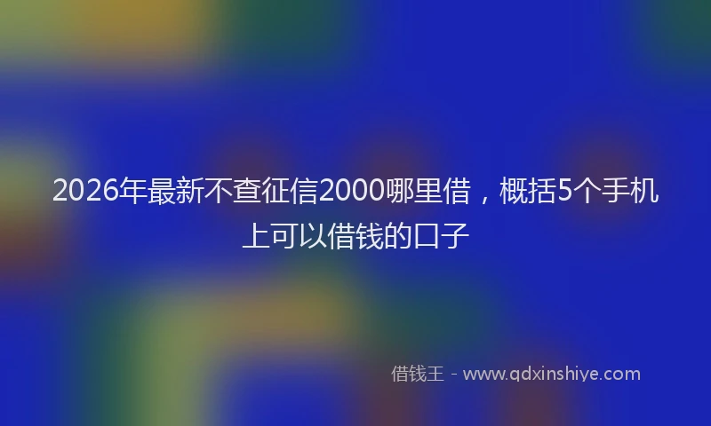 2026年最新不查征信2000哪里借,概括5个手机上可以借钱的口子