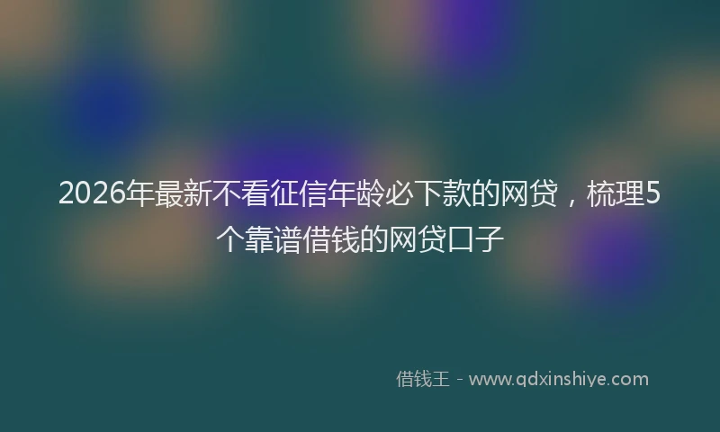2026年最新不看征信年龄必下款的网贷，梳理5个靠谱借钱的网贷口子