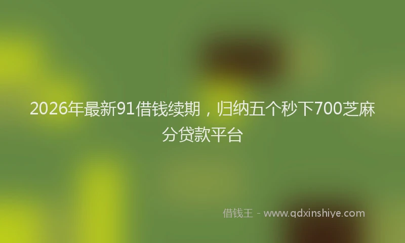2026年最新91借钱续期，归纳五个秒下700芝麻分贷款平台