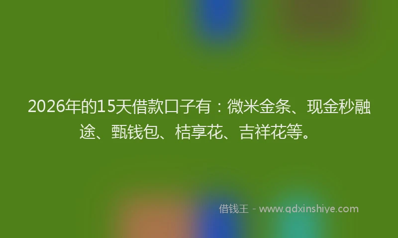2026年的15天借款口子有:微米金条、现金秒融途、甄钱包、桔享花、吉祥花等。