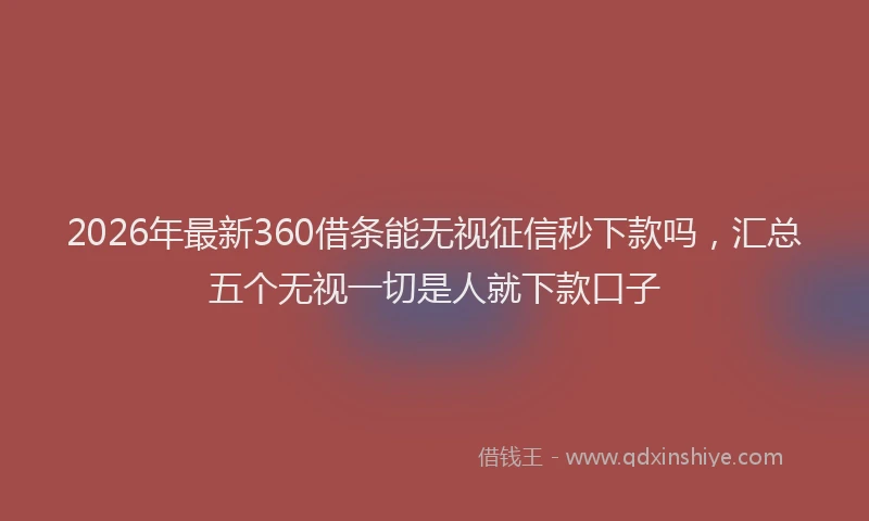 2026年最新360借条能无视征信秒下款吗，汇总五个无视一切是人就下款口子