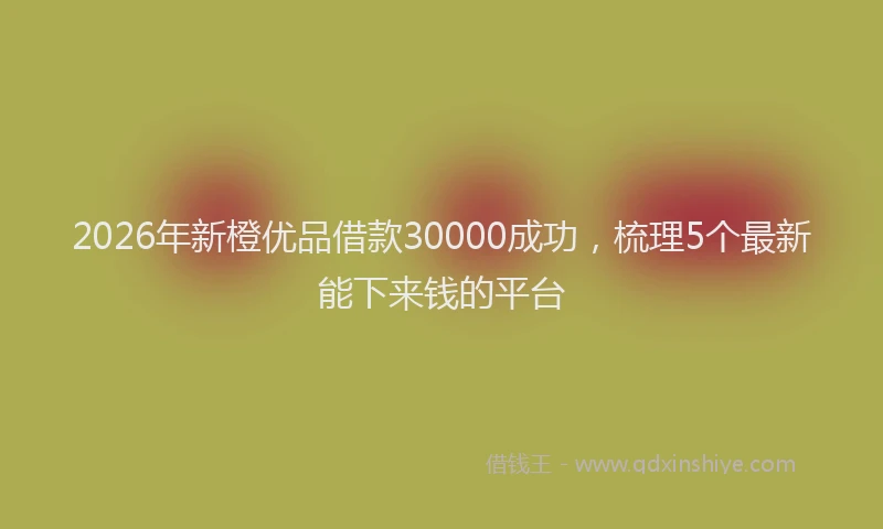 2026年新橙优品借款30000成功，梳理5个最新能下来钱的平台