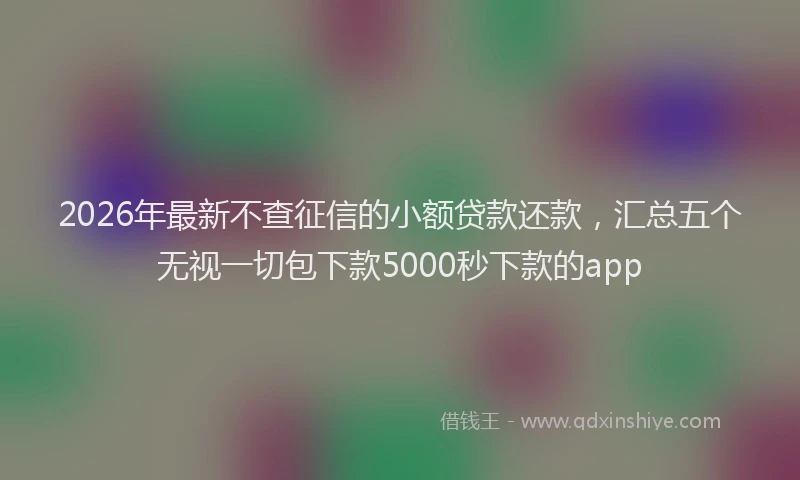 2026年最新不查征信的小额贷款还款，汇总五个无视一切包下款5000秒下款的app