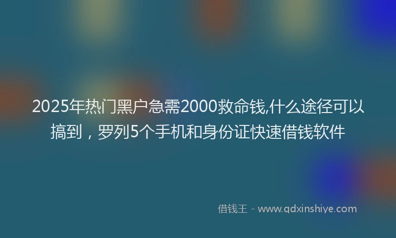 2025年热门黑户急需2000救命钱,什么途径可以搞到,罗列5个手机和身份证快速借钱软件