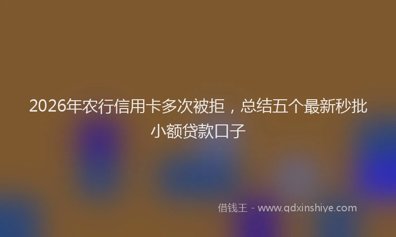 2026年农行信用卡多次被拒，总结五个最新秒批小额贷款口子