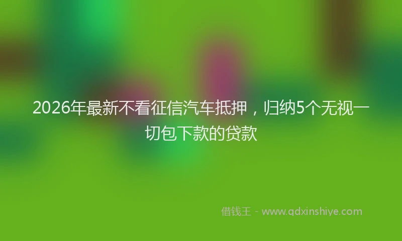 2026年最新不看征信汽车抵押，归纳5个无视一切包下款的贷款