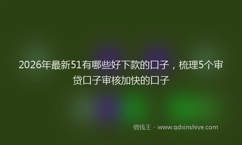 2026年最新51有哪些好下款的口子，梳理5个审贷口子审核加快的口子