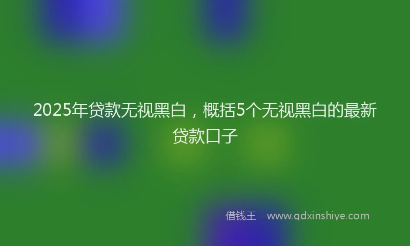 2025年贷款无视黑白，概括5个无视黑白的最新贷款口子