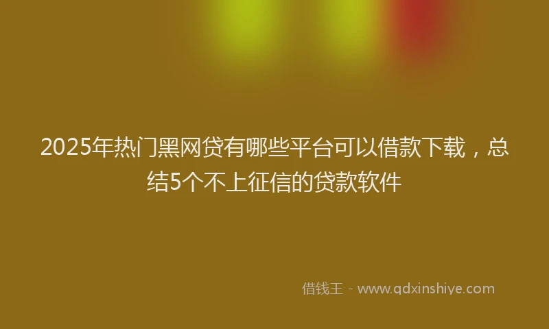 2025年热门黑网贷有哪些平台可以借款下载，总结5个不上征信的贷款软件