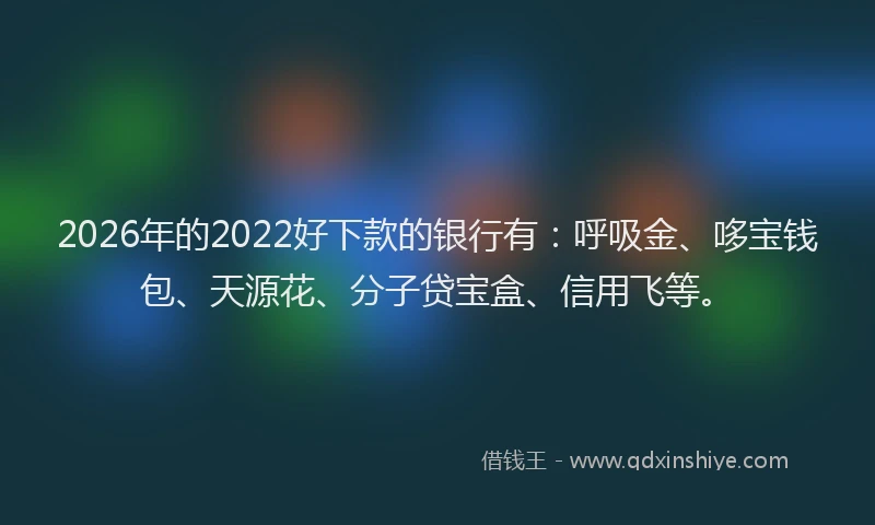 2026年的2022好下款的银行有：呼吸金、哆宝钱包、天源花、分子贷宝盒、信用飞等。