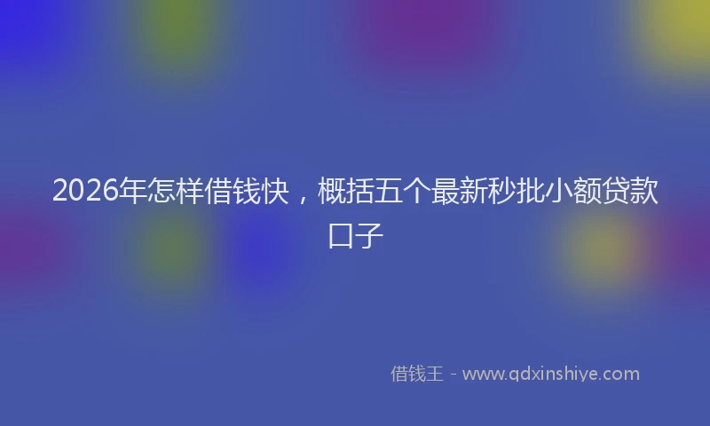2026年怎样借钱快，概括五个最新秒批小额贷款口子