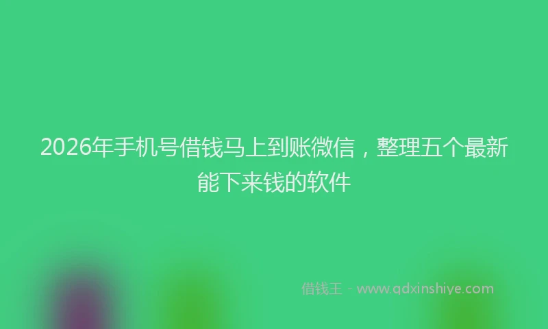 2026年手机号借钱马上到账微信，整理五个最新能下来钱的软件