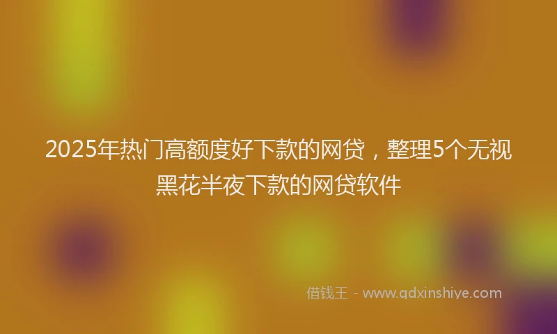 2025年热门高额度好下款的网贷，整理5个无视黑花半夜下款的网贷软件
