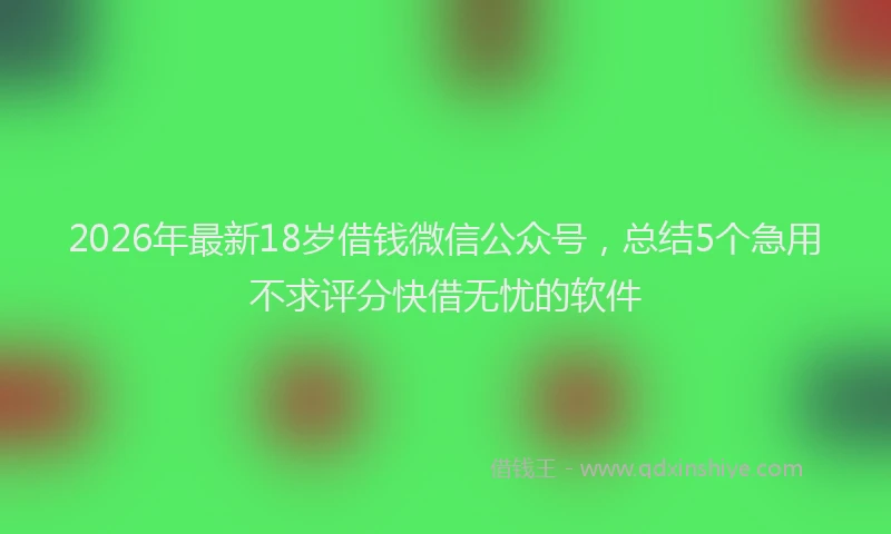 2026年最新18岁借钱微信公众号，总结5个急用不求评分快借无忧的软件