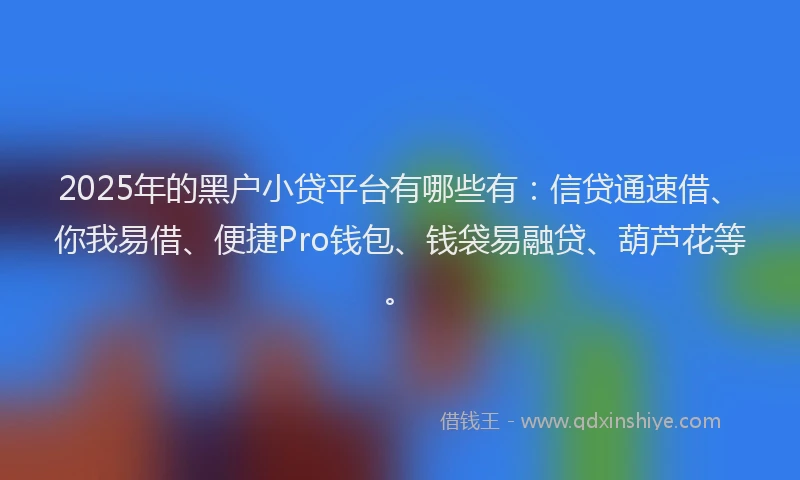 2025年的黑户小贷平台有哪些有：信贷通速借、你我易借、便捷Pro钱包、钱袋易融贷、葫芦花等。