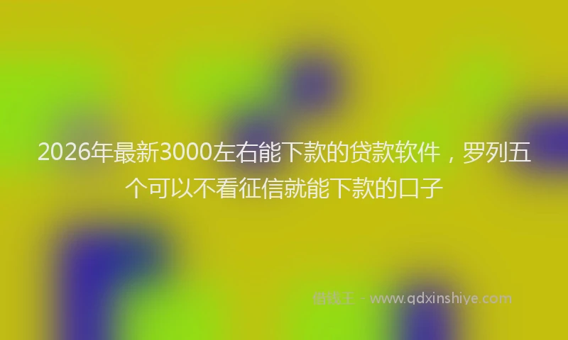 2026年最新3000左右能下款的贷款软件，罗列五个可以不看征信就能下款的口子