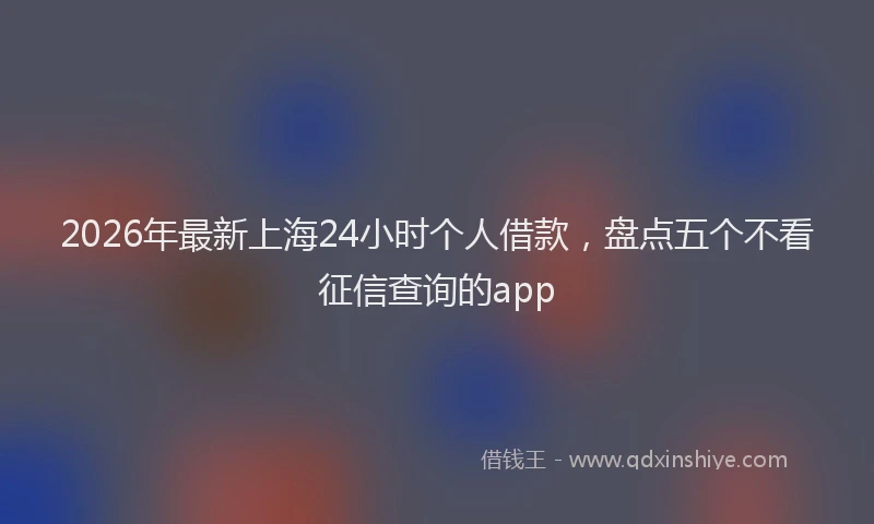 2026年最新上海24小时个人借款，盘点五个不看征信查询的app