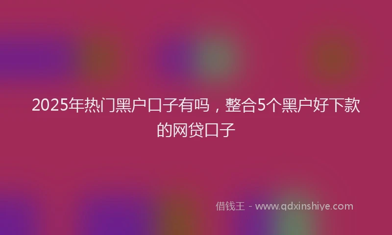 2025年热门黑户口子有吗，整合5个黑户好下款的网贷口子