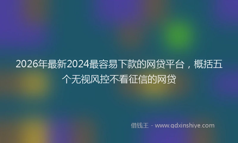 2026年最新2024最容易下款的网贷平台，概括五个无视风控不看征信的网贷