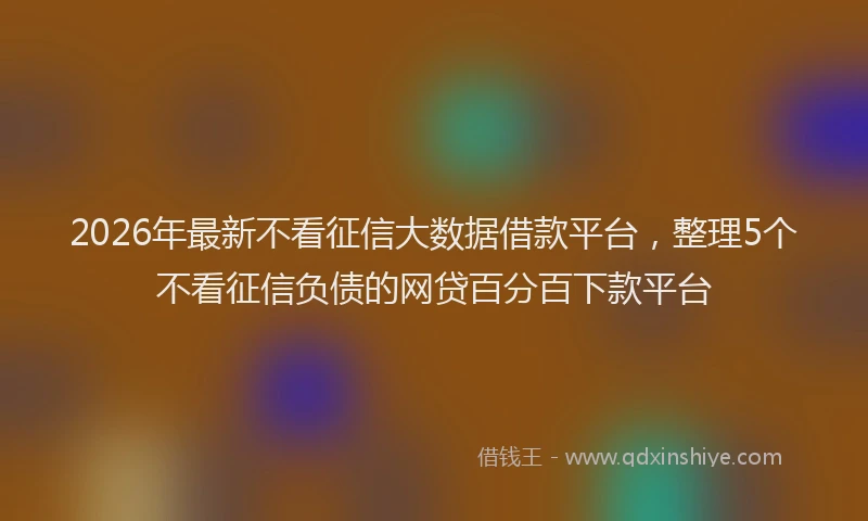 2026年最新不看征信大数据借款平台，整理5个不看征信负债的网贷百分百下款平台