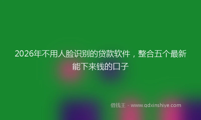 2026年不用人脸识别的贷款软件，整合五个最新能下来钱的口子