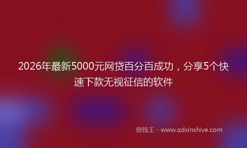 2026年最新5000元网贷百分百成功，分享5个快速下款无视征信的软件