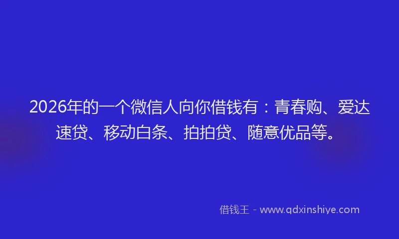 2026年的一个微信人向你借钱有：青春购、爱达速贷、移动白条、拍拍贷、随意优品等。