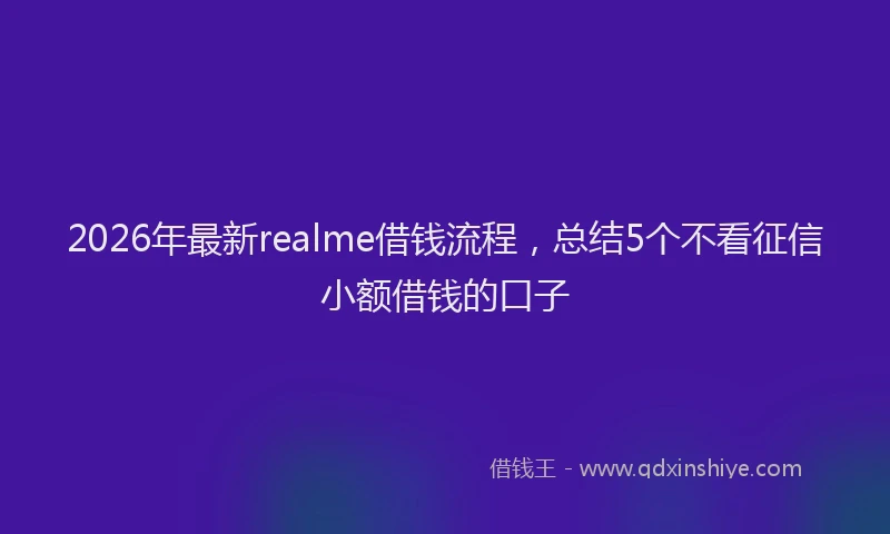 2026年最新realme借钱流程，总结5个不看征信小额借钱的口子