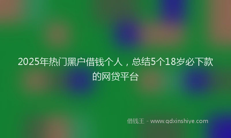 2025年热门黑户借钱个人，总结5个18岁必下款的网贷平台