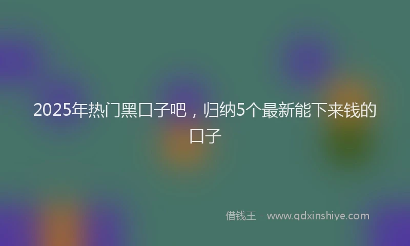 2025年热门黑口子吧，归纳5个最新能下来钱的口子