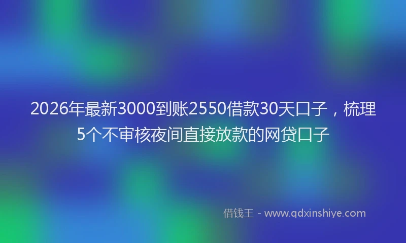 2026年最新3000到账2550借款30天口子，梳理5个不审核夜间直接放款的网贷口子
