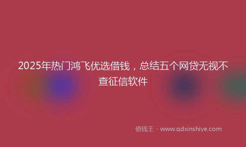 2025年热门鸿飞优选借钱，总结五个网贷无视不查征信软件