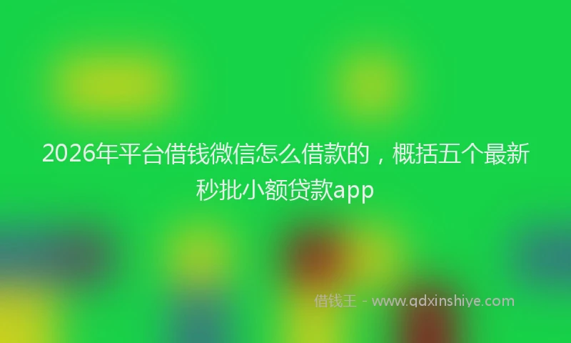2026年平台借钱微信怎么借款的,概括五个最新秒批小额贷款app