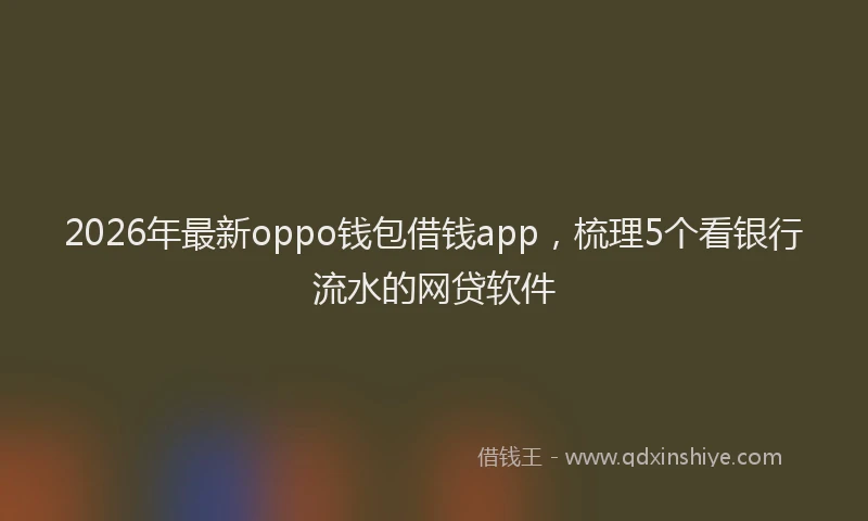 2026年最新oppo钱包借钱app,梳理5个看银行流水的网贷软件